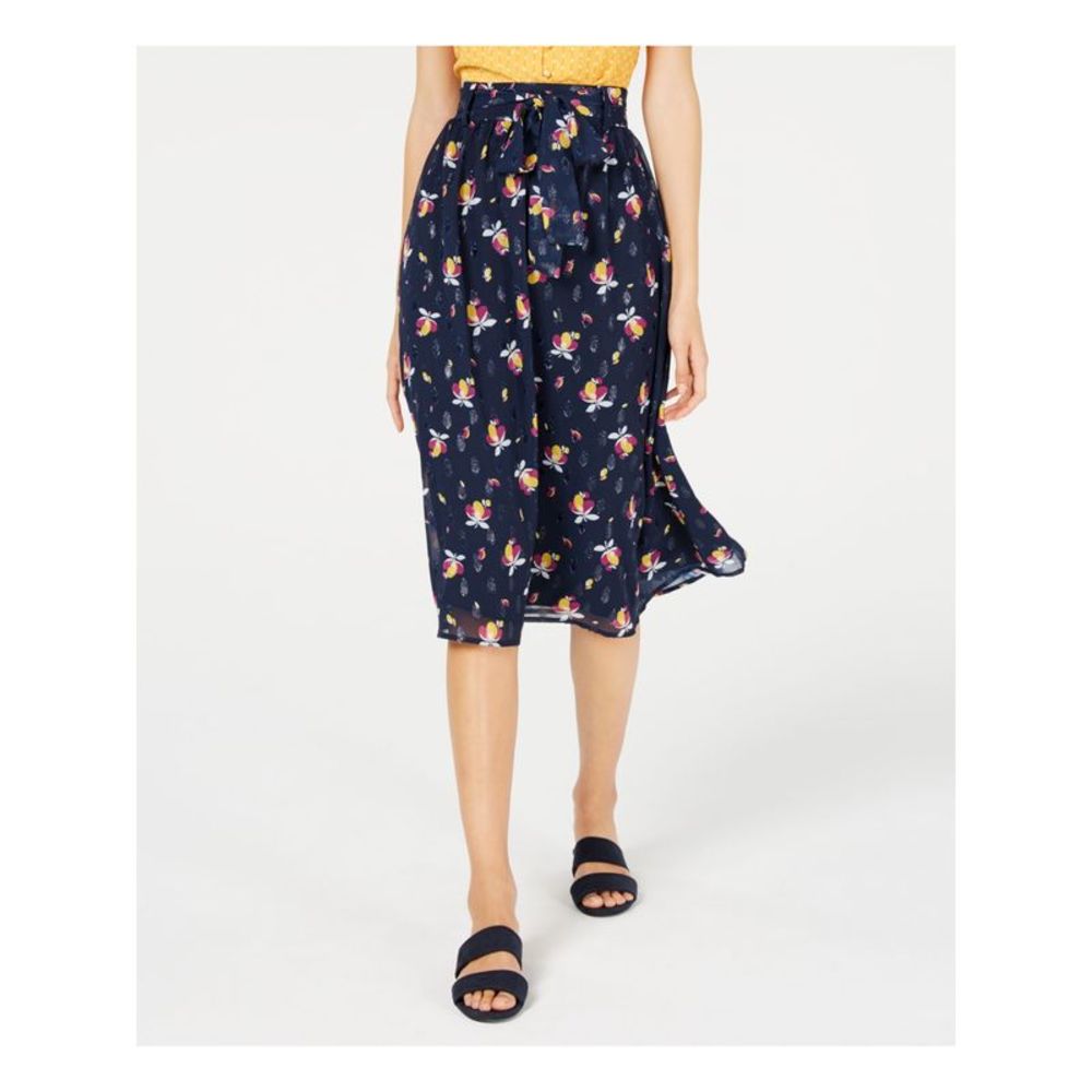 Maison Jules Navy Floral Midi Skirt
